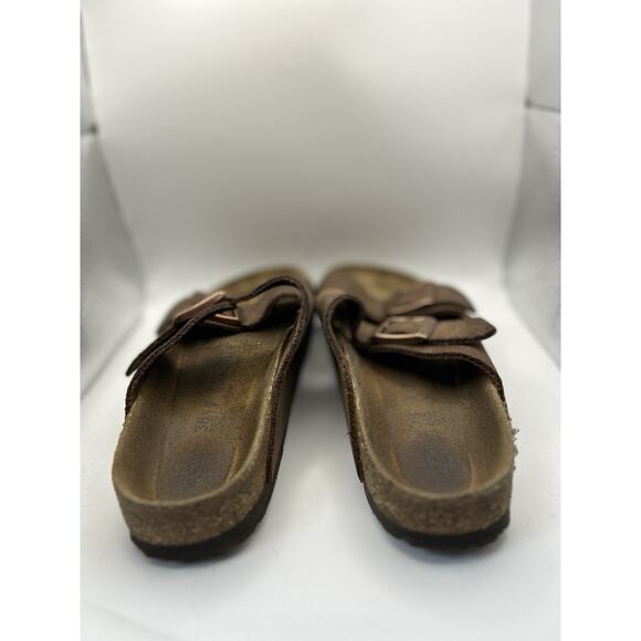Birkenstock Arizona Sandals Women's 7/38 Brown Black Strappy Slide Slip On - Picture 3 of 7